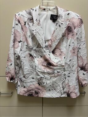 Alex Evening Dressy Jacket/Top. NWT. Sparkling Black, pink and white. PXL
